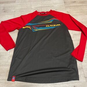 DAKINE Raglan Long Sleeve Athletic Shirt Graphic‎ Print Top Hawaii Red Brown